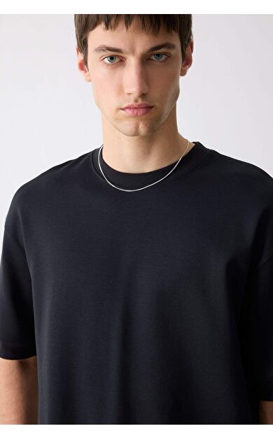 DeFacto Loose Fit Bisiklet Yaka Kısa Kollu Ağır Kumaş Tişört B4844AX25SPBK81