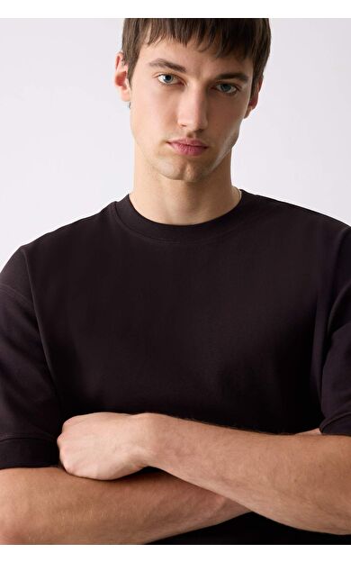 DeFacto Loose Fit Bisiklet Yaka Kısa Kollu Ağır Kumaş Tişört B4844AX25SPBN337