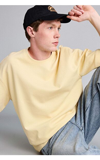 DeFacto Loose Fit Bisiklet Yaka Kısa Kollu Ağır Kumaş Basic Tişört