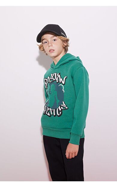 DeFacto Erkek Çocuk NBA Boston Celtics Kapüşonlu Kalın Sweatshirt