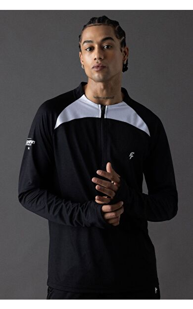 DeFacto DeFactoFit Slim Fit Dik Yaka Baskılı Ağır Kumaş Sporcu Sweatshirt