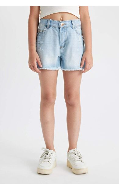 Kız Çocuk Yırtık Detaylı Jean Şort