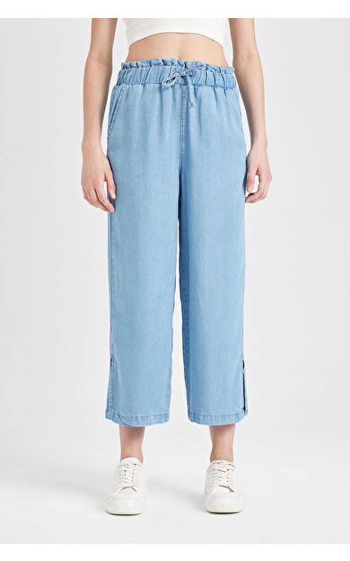 DeFacto Culotte Yüksek Bel Yırtmaçlı Culotte Jean Pantolon
