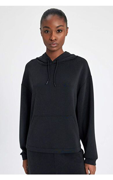DeFactoFit Oversize Fit Kapüşonlu Modal Sporcu Sweatshirt B5206AX24SPBK26