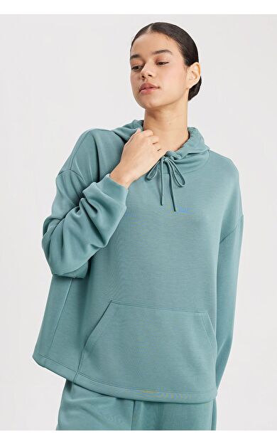 DeFacto DeFactoFit Oversize Fit Kapüşonlu Modal Sporcu Sweatshirt B5206AX24SPGN1191