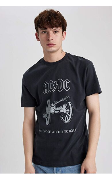 DeFacto AC/DC Regular Fit Bisiklet Yaka Tişört