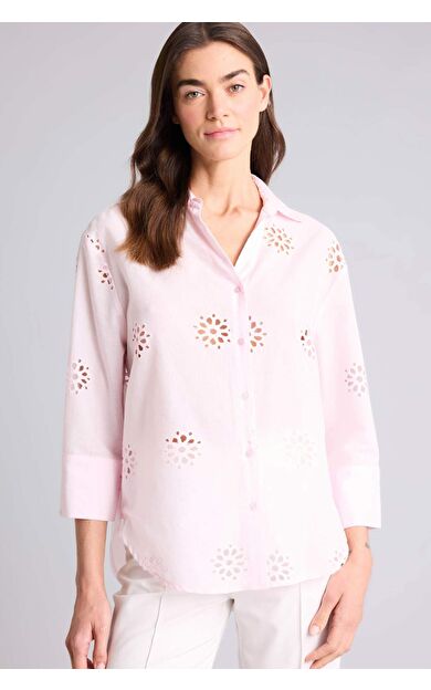 DeFacto Oversıze Gömlek Yaka Brode Uzun Kollu Gömlek