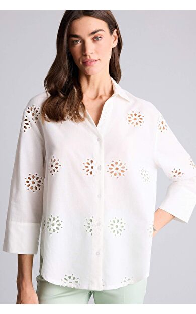 DeFacto Oversıze Gömlek Yaka Brode Uzun Kollu Gömlek