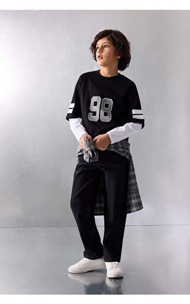 Erkek Çocuk 23 Nisan Çocuk Bayramı Straight Fit Standart Paça Jean Pantolon