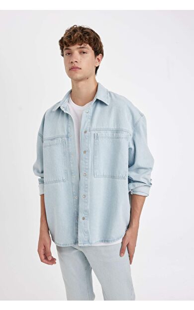 DeFacto Oversize Fit Jean Uzun Kollu Gömlek