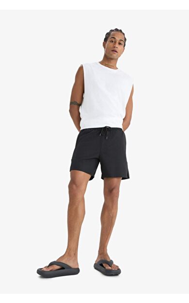 DeFacto DeFactoFit Sporcu Baskılı Esnek Dokulu Kısa Boy Deniz Şortu B5952AX25HSBK81