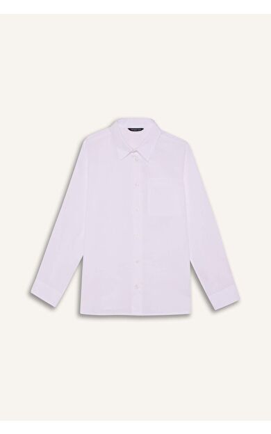 Erkek Çocuk Regular Fit Polo Yaka Keten Görünümlü Uzun Kollu Gömlek