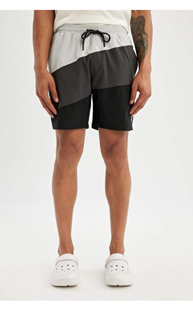 DeFacto DeFactoFit Regular Fit Baskılı Esnek Dokulu Kısa Boy Deniz Şortu B5997AX24HSAR202