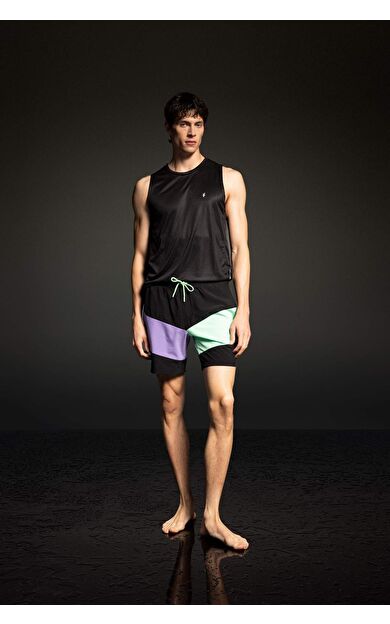 DeFacto DeFactoFit Regular Fit Baskılı Esnek Dokulu Kısa Boy Deniz Şortu B5998AX24HSBK81