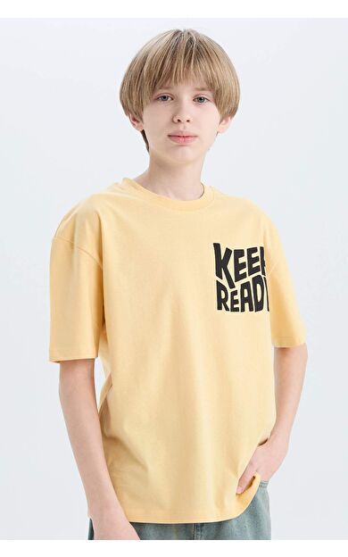 DeFacto Erkek Çocuk Oversize Geniş Kalıp Bisiklet Yaka Kısa Kollu Tişört
