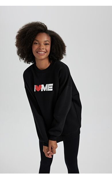 DeFacto Oversize Fit Bisiklet Yaka Sweatshirt