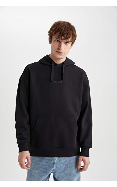 DeFacto Oversize Fit Kapüşonlu Sweatshirt B6483AX23WNBK81
