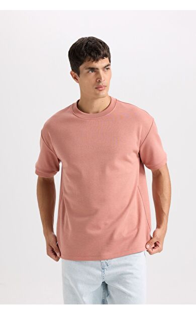 DeFacto Oversize Geniş Kalıp Bisiklet Yaka Basic Düz Kısa Kollu Tişört B6494AX25SPPN471
