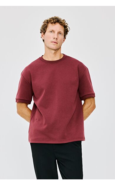 DeFacto Kırışmaz Oversize Bisiklet Yaka Ağır Kumaş Basic Kısa Kollu Tişört