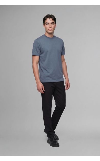 DeFacto Kırışmaz Oversize Bisiklet Yaka Basic Kısa Kollu Tişört İndigo