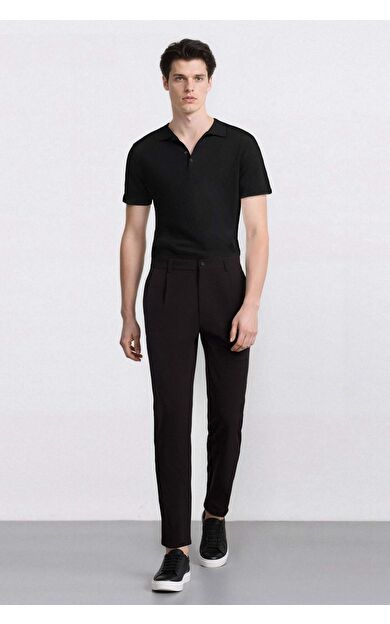 DeFacto Jogger Düz Paça Her Yöne Esneyen Yazlık Kumaş Pantolon B6551AX25SPBK27