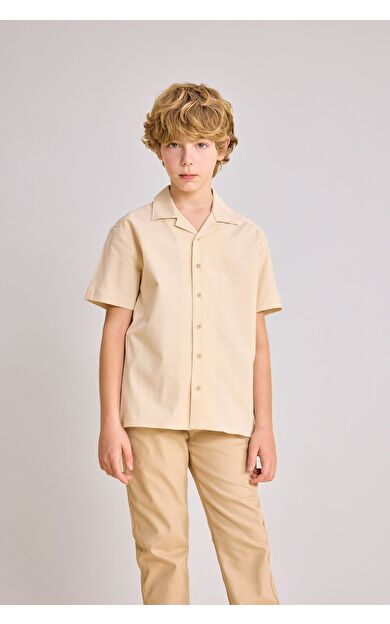 DeFacto Erkek Çocuk Oversize Fit Polo Yaka Waffle Kısa Kollu Gömlek