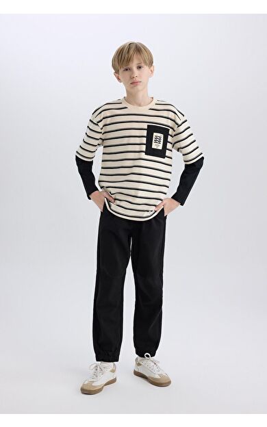 DeFacto Erkek Çocuk Jogger Jogger Paça Gabardin Pantolon B6713A825SMBK81