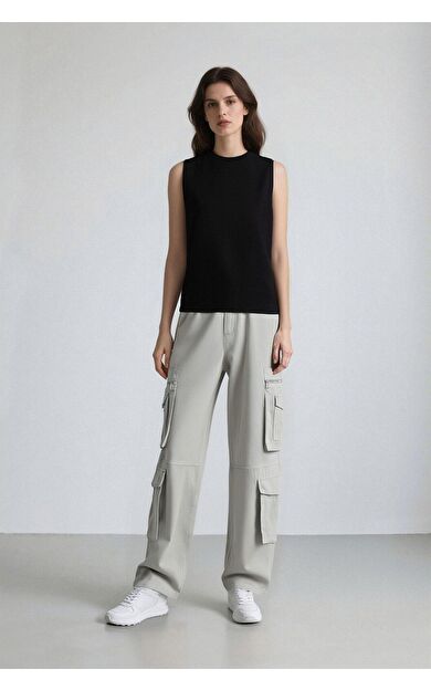 DeFacto Coool Straight Fit Kargo Gabardin Pantolon B6873AX24SPGR454