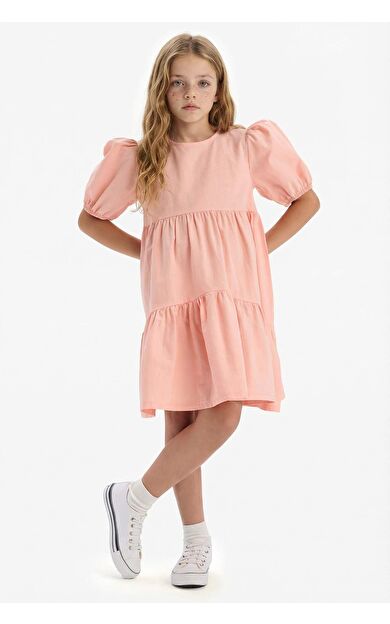 DeFacto 23 Nisan Çocuk Bayramı Pamuklu Kısa Kollu Elbise B6927A825SMPN50