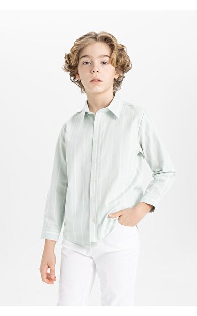 DeFacto Erkek Çocuk Regular Fit Polo Yaka Oxford Uzun Kollu Gömlek B7127A824SMGN1169