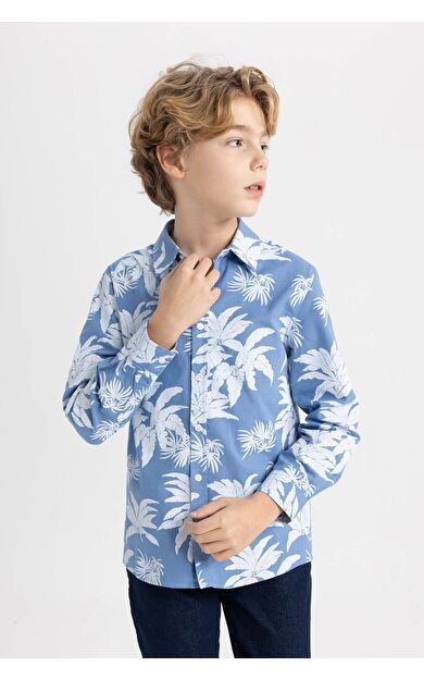 DeFacto Erkek Çocuk Regular Fit Polo Yaka Uzun Kollu Gömlek B7129A824SMBE105