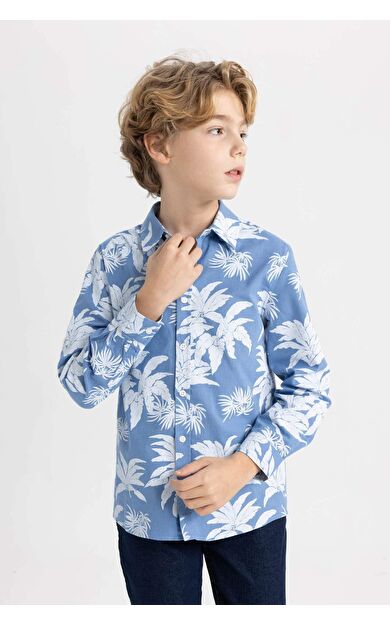 DeFacto Erkek Çocuk Regular Fit Polo Yaka Uzun Kollu Gömlek B7129A824SMBE105