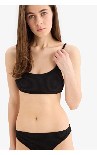 DeFacto Regular Fit Bürümcük Siyah Bikini Üstü-Fall in Love