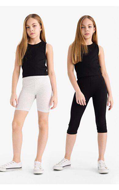 DeFacto Kız Çocuk Kısa Boy Penye 2'li Tayt
