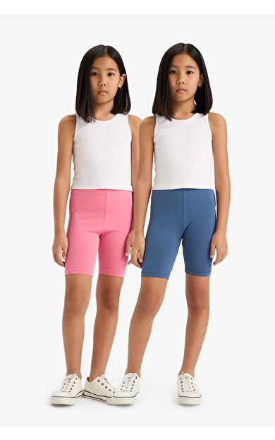 Kız Çocuk Biker Fitilli Kaşkorse 2'li Tayt