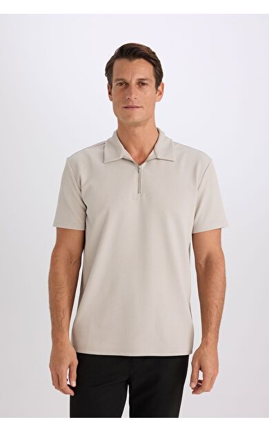 DeFacto Regular Fit Yarım Fermuarlı Kısa Kollu Pilise Polo Tişört B7355AX25SPGR207