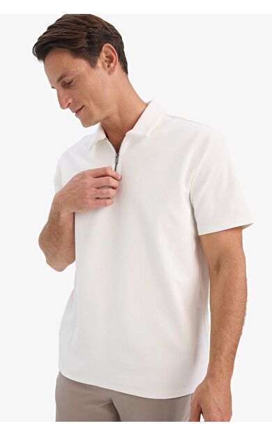 DeFacto Regular Fit Yarım Fermuarlı Kısa Kollu Pilise Polo Tişört B7355AX25SPWT32