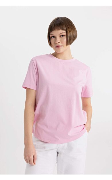 Regular Fit Bisiklet Yaka Penye Kısa Kollu Tişört