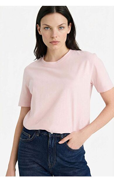 Regular Fit Bisiklet Yaka Basic Düz Penye Kısa Kollu Tişört