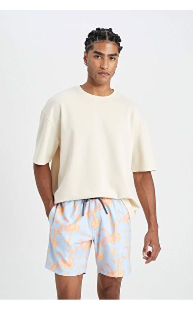 DeFactoFit Regular Fit Desenli Kısa Boy Deniz Şortu