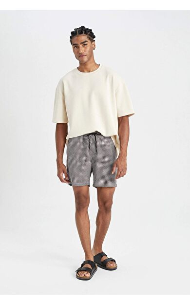 DeFactoFit Regular Fit Desenli File Astarlı Kısa Boy Deniz Şortu B7466AX24HSBK27