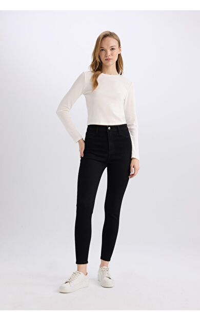 DeFacto Jegging Yüksek Bel Bilek Boy Dar Paça Basic Düz Jean Pantolon B7498AX25SPNM40