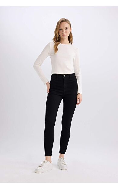 DeFacto Jegging Yüksek Bel Bilek Boy Dar Paça Basic Düz Jean Pantolon B7498AX25SPNM40