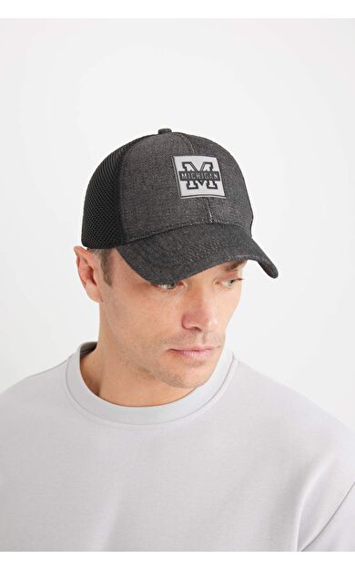 DeFacto Erkek Etiket Baskılı Jean Beyzbol Basketbol Şapkası B7556AX25SMNM40