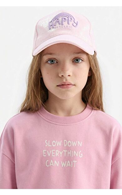DeFacto Kız Çocuk Nakışlı Gabardin Beyzbol Basketbol Şapkası