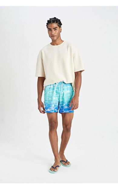 DeFactoFit Desenli Kısa Boy Deniz Şortu B7608AX24HSGN1101