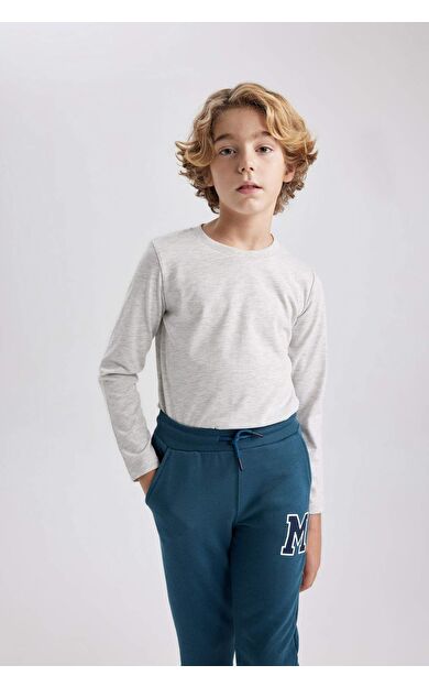 DeFacto Erkek Çocuk Regular Fit Bisiklet Yaka Uzun Kollu Tişört B7771A8NSGR400