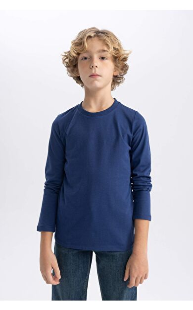 DeFacto Erkek Çocuk Regular Fit Bisiklet Yaka Uzun Kollu Tişört B7771A8NSNV131