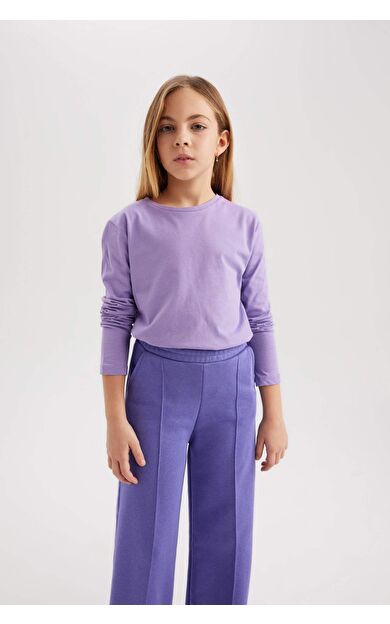 Kız Çocuk Regular Fit Bisiklet Yaka Uzun Kollu Tişört B7785A8NSPR337