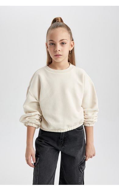 DeFacto Kız Çocuk Regular Fit Bisiklet Yaka Sweatshirt B7788A8NSER233